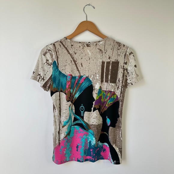 Peter Nygard Womens Top Small S Ladies Graphic Print Tee Ethnic Blouse - Picture 4 of 5